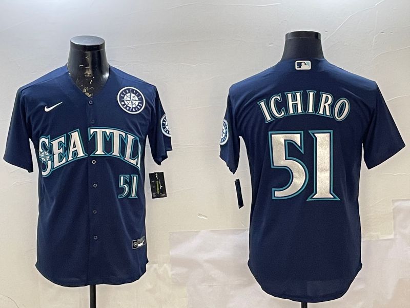 Men Seattle Mariners 51 Ichiro Blue Game 2025 Nike MLB Jersey style 1